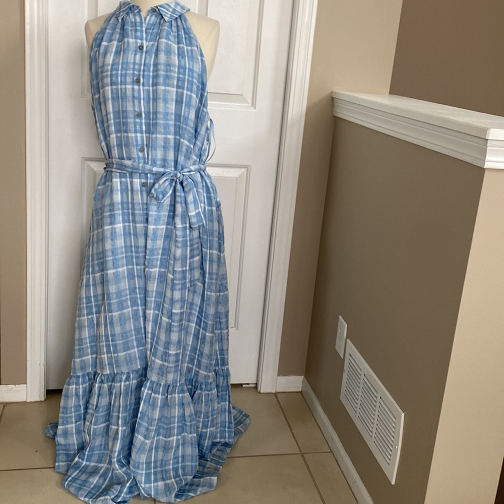Antropologie blue gingham midi shirt dress size 2x plus Dorothy - Picture 12 of 15